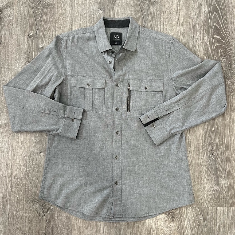 Armani Exchange, Casual men’s button down shirt, in gray
